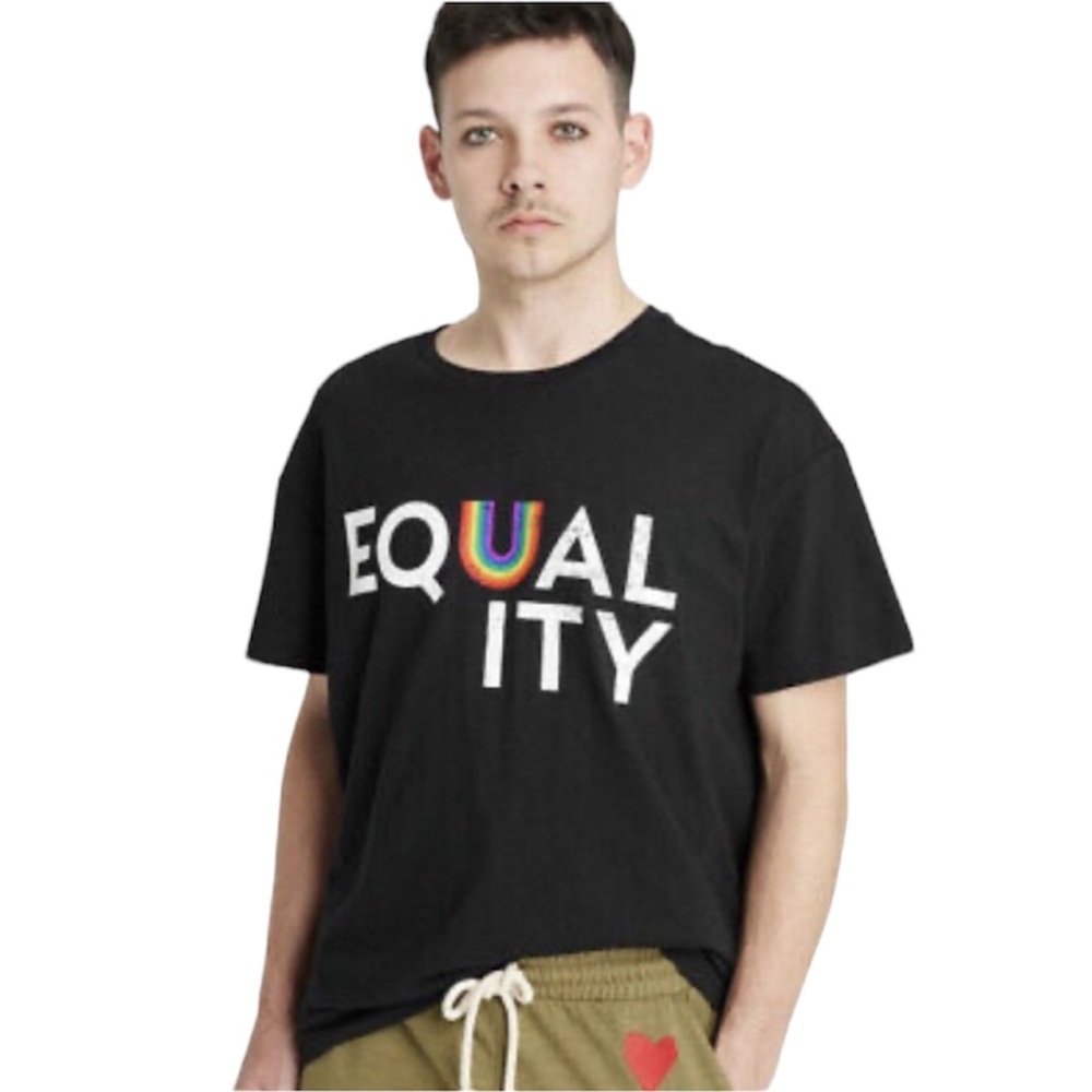 NWT 2/$10! PRIDE EQUALITY BLACK T-SHIRT LGBTQIA RAINBOW ADULT UNISEX